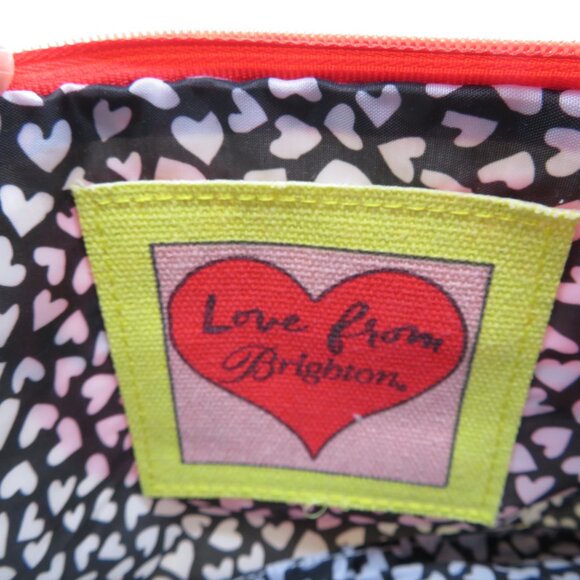 Women Small Canvas Pouch Bag Brighton 2018 Promo Hearts Lining Screen Print Chic - Picture 11 of 12